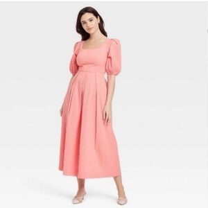 A New day Coral Midi Dress